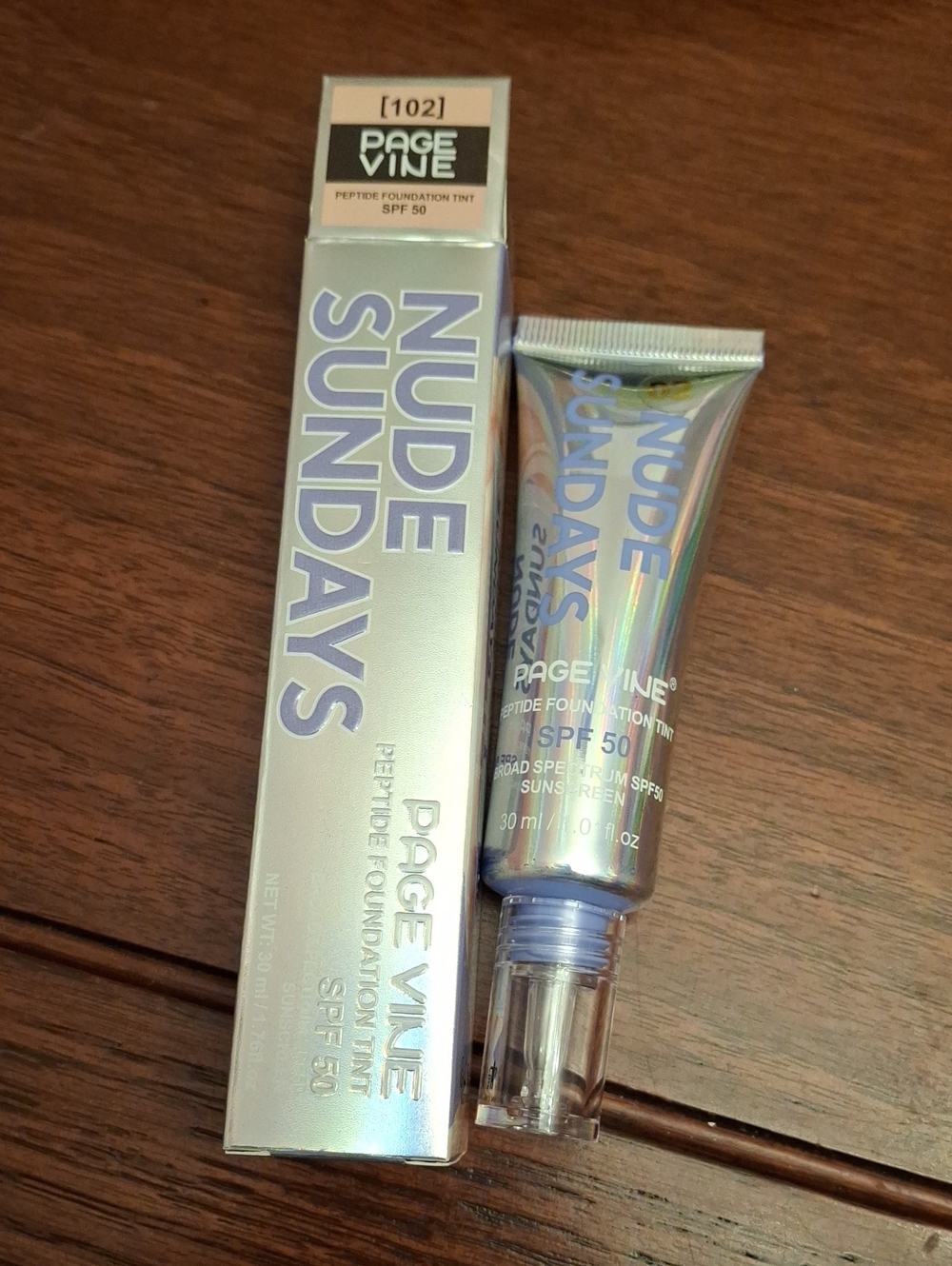 Pagevine Nude Sundays Peptide Foundation Tint SPF 50 30ml New #102